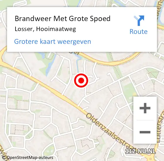 Locatie op kaart van de 112 melding: Brandweer Met Grote Spoed Naar Losser, Hooimaatweg op 26 februari 2024 11:17