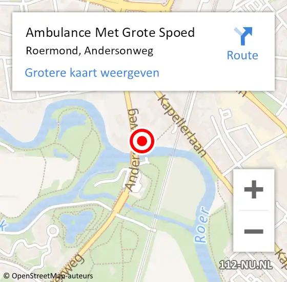 Locatie op kaart van de 112 melding: Ambulance Met Grote Spoed Naar Roermond, Andersonweg op 26 februari 2024 11:25