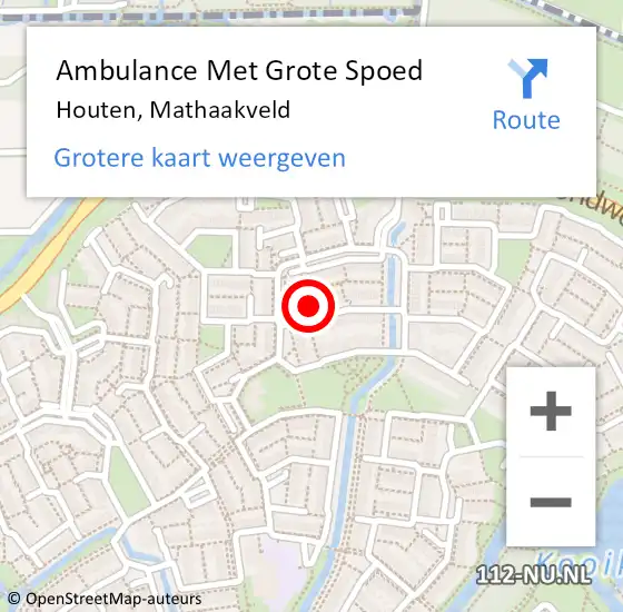 Locatie op kaart van de 112 melding: Ambulance Met Grote Spoed Naar Houten, Mathaakveld op 27 september 2014 07:30