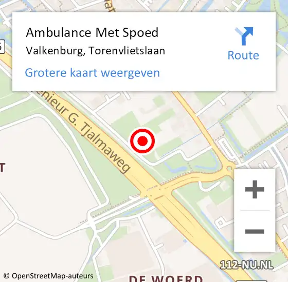 Locatie op kaart van de 112 melding: Ambulance Met Spoed Naar Valkenburg, Torenvlietslaan op 26 februari 2024 11:38