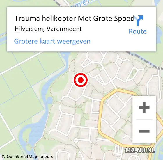 Locatie op kaart van de 112 melding: Trauma helikopter Met Grote Spoed Naar Hilversum, Varenmeent op 26 februari 2024 12:01