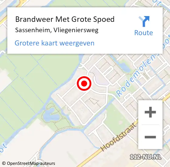 Locatie op kaart van de 112 melding: Brandweer Met Grote Spoed Naar Sassenheim, Vliegeniersweg op 26 februari 2024 12:08