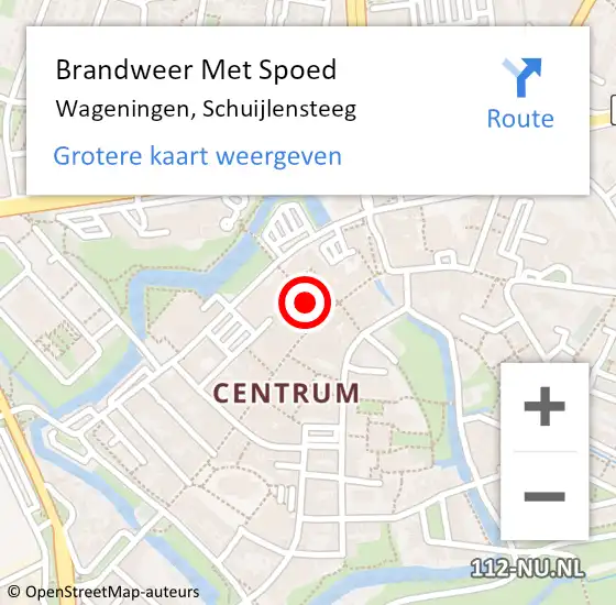 Locatie op kaart van de 112 melding: Brandweer Met Spoed Naar Wageningen, Schuijlensteeg op 26 februari 2024 12:18