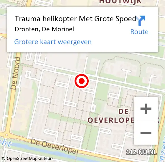 Locatie op kaart van de 112 melding: Trauma helikopter Met Grote Spoed Naar Dronten, De Morinel op 26 februari 2024 12:27
