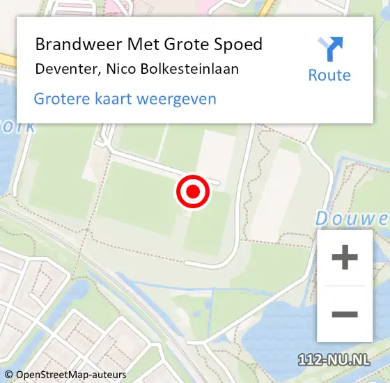 Locatie op kaart van de 112 melding: Brandweer Met Grote Spoed Naar Deventer, Nico Bolkesteinlaan op 26 februari 2024 12:43