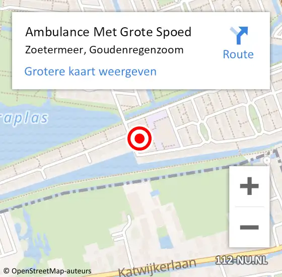 Locatie op kaart van de 112 melding: Ambulance Met Grote Spoed Naar Zoetermeer, Goudenregenzoom op 26 februari 2024 13:00