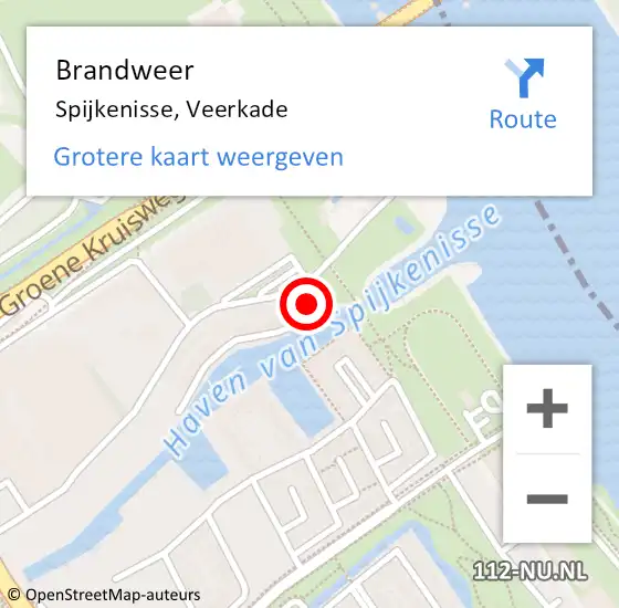 Locatie op kaart van de 112 melding: Brandweer Spijkenisse, Veerkade op 26 februari 2024 13:09