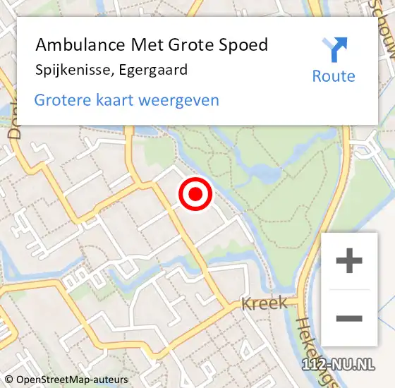 Locatie op kaart van de 112 melding: Ambulance Met Grote Spoed Naar Spijkenisse, Egergaard op 26 februari 2024 13:15