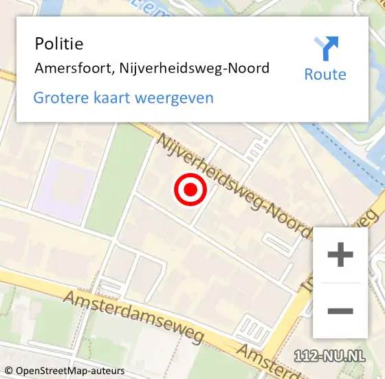 Locatie op kaart van de 112 melding: Politie Amersfoort, Nijverheidsweg-Noord op 26 februari 2024 13:21