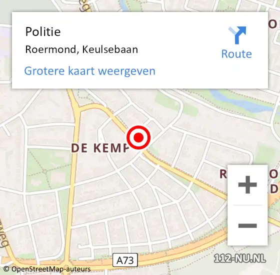 Locatie op kaart van de 112 melding: Politie Roermond, Keulsebaan op 26 februari 2024 13:38