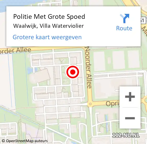 Locatie op kaart van de 112 melding: Politie Met Grote Spoed Naar Waalwijk, Villa Waterviolier op 26 februari 2024 13:41