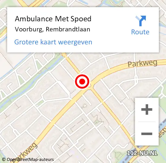 Locatie op kaart van de 112 melding: Ambulance Met Spoed Naar Voorburg, Rembrandtlaan op 26 februari 2024 14:06