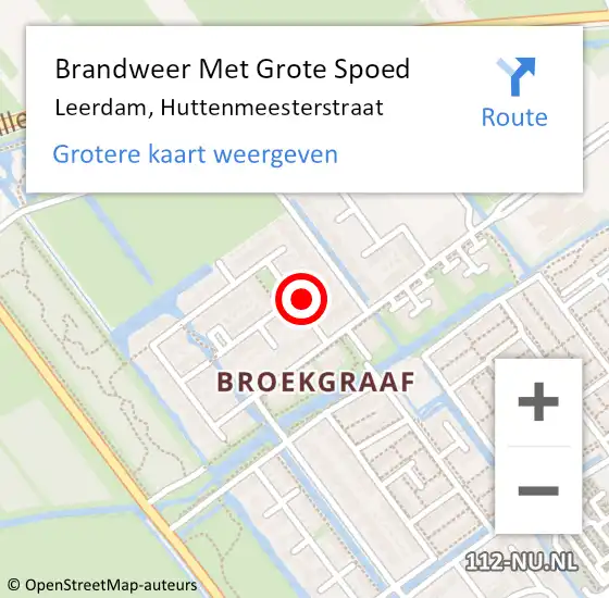Locatie op kaart van de 112 melding: Brandweer Met Grote Spoed Naar Leerdam, Huttenmeesterstraat op 26 februari 2024 14:29