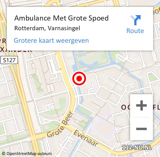 Locatie op kaart van de 112 melding: Ambulance Met Grote Spoed Naar Rotterdam, Varnasingel op 26 februari 2024 15:10