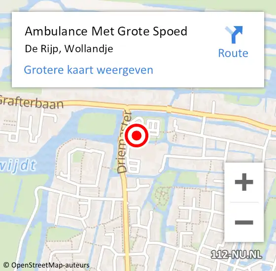 Locatie op kaart van de 112 melding: Ambulance Met Grote Spoed Naar De Rijp, Wollandje op 26 februari 2024 15:35