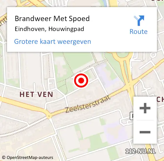 Locatie op kaart van de 112 melding: Brandweer Met Spoed Naar Eindhoven, Houwingpad op 26 februari 2024 15:48