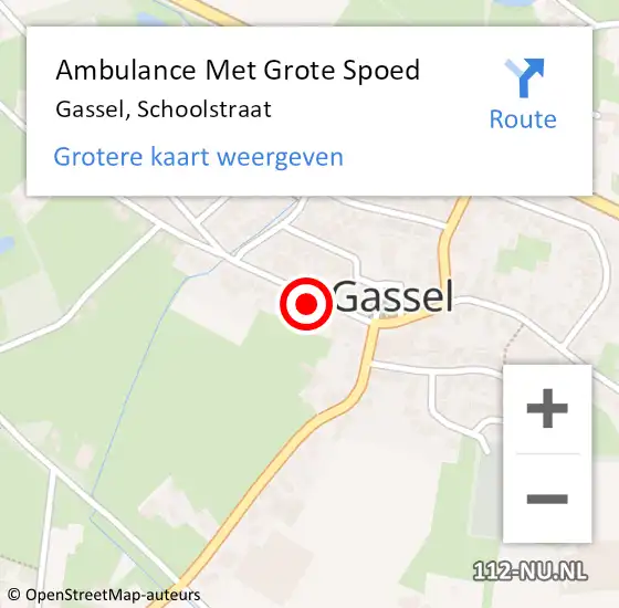 Locatie op kaart van de 112 melding: Ambulance Met Grote Spoed Naar Gassel, Schoolstraat op 15 oktober 2013 19:23