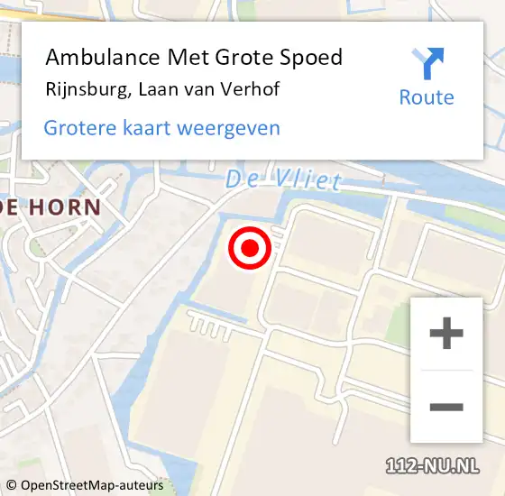 Locatie op kaart van de 112 melding: Ambulance Met Grote Spoed Naar Rijnsburg, Laan van Verhof op 26 februari 2024 16:25
