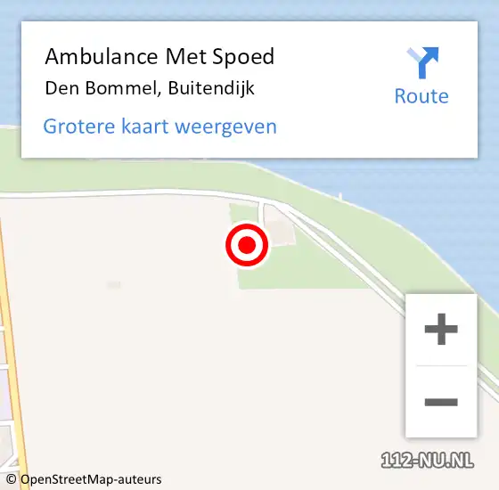 Locatie op kaart van de 112 melding: Ambulance Met Spoed Naar Den Bommel, Buitendijk op 26 februari 2024 16:46