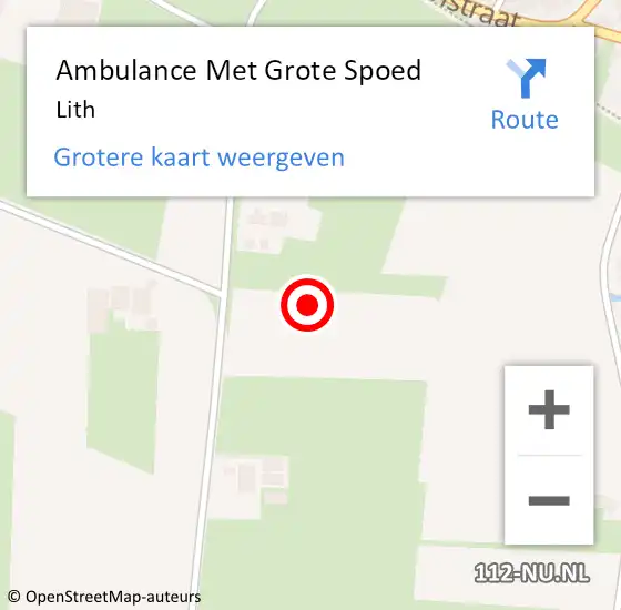 Locatie op kaart van de 112 melding: Ambulance Met Grote Spoed Naar Lith op 26 februari 2024 16:54