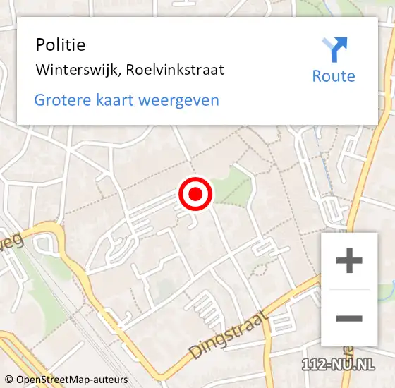 Locatie op kaart van de 112 melding: Politie Winterswijk, Roelvinkstraat op 26 februari 2024 16:56