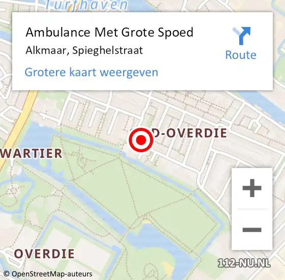 Locatie op kaart van de 112 melding: Ambulance Met Grote Spoed Naar Alkmaar, Spieghelstraat op 26 februari 2024 16:57