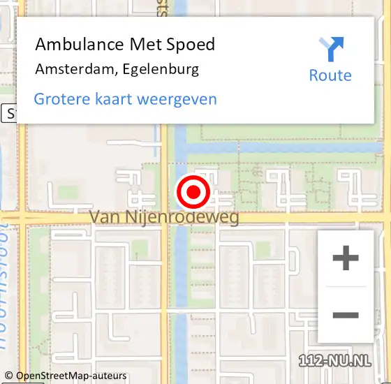 Locatie op kaart van de 112 melding: Ambulance Met Spoed Naar Amsterdam, Egelenburg op 26 februari 2024 17:08