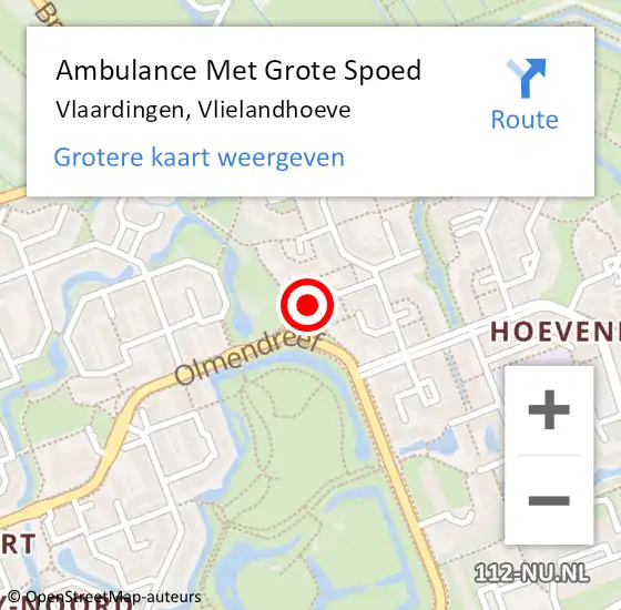 Locatie op kaart van de 112 melding: Ambulance Met Grote Spoed Naar Vlaardingen, Vlielandhoeve op 26 februari 2024 17:16