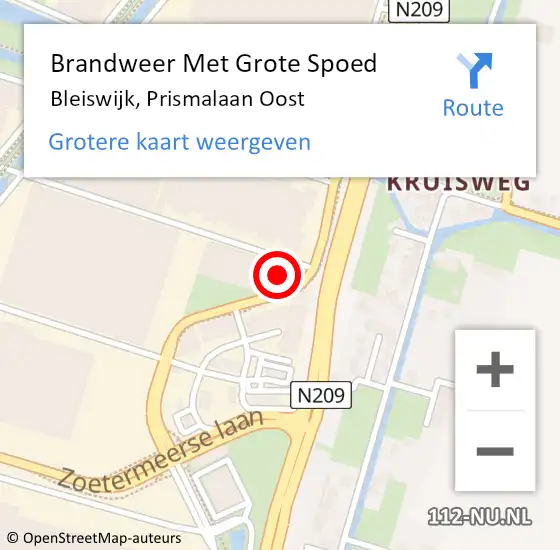 Locatie op kaart van de 112 melding: Brandweer Met Grote Spoed Naar Bleiswijk, Prismalaan Oost op 26 februari 2024 17:42