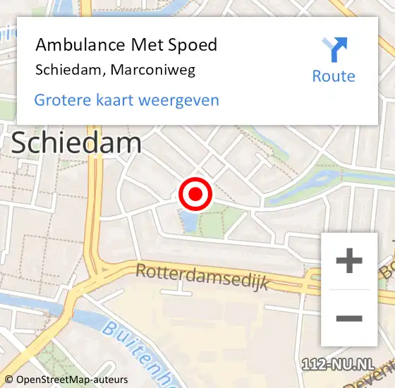 Locatie op kaart van de 112 melding: Ambulance Met Spoed Naar Schiedam, Marconiweg op 26 februari 2024 17:47