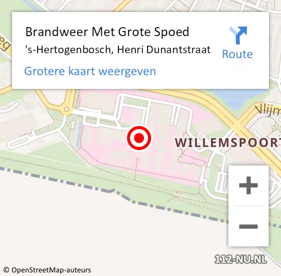 Locatie op kaart van de 112 melding: Brandweer Met Grote Spoed Naar 's-Hertogenbosch, Henri Dunantstraat op 26 februari 2024 17:52