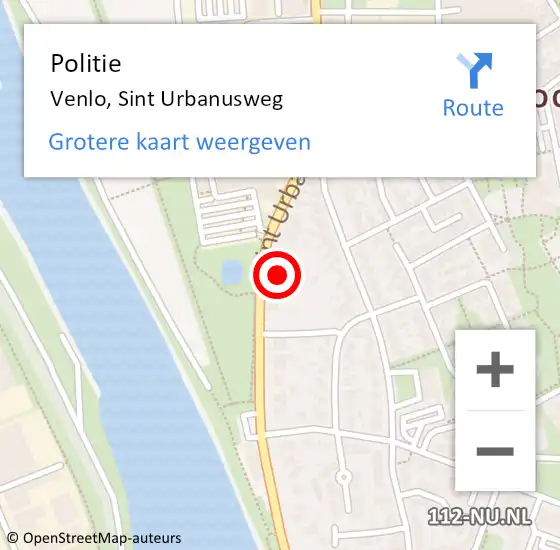 Locatie op kaart van de 112 melding: Politie Venlo, Sint Urbanusweg op 26 februari 2024 18:44