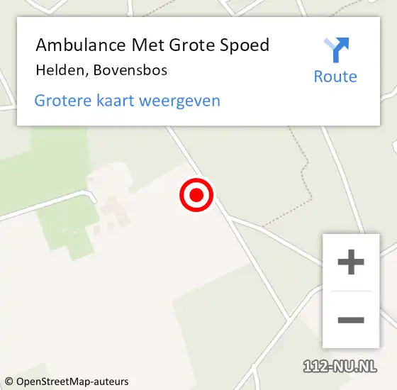 Locatie op kaart van de 112 melding: Ambulance Met Grote Spoed Naar Helden, Bovensbos op 27 september 2014 08:59