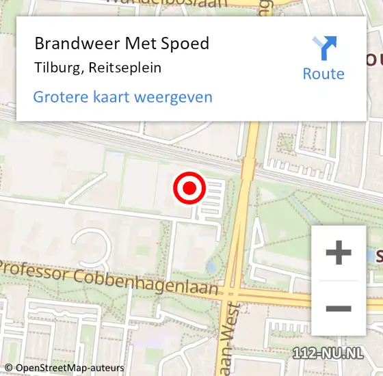 Locatie op kaart van de 112 melding: Brandweer Met Spoed Naar Tilburg, Reitseplein op 26 februari 2024 19:04