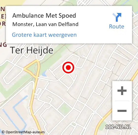 Locatie op kaart van de 112 melding: Ambulance Met Spoed Naar Monster, Laan van Delfland op 26 februari 2024 19:15