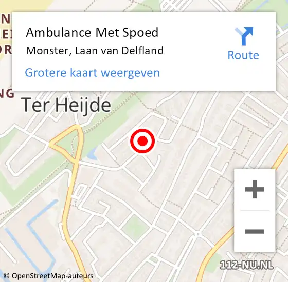 Locatie op kaart van de 112 melding: Ambulance Met Spoed Naar Monster, Laan van Delfland op 26 februari 2024 19:18