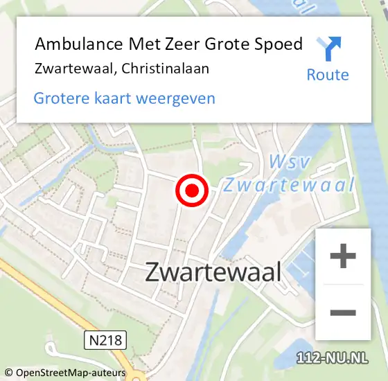 Locatie op kaart van de 112 melding: Ambulance Met Zeer Grote Spoed Naar Zwartewaal, Christinalaan op 26 februari 2024 19:28