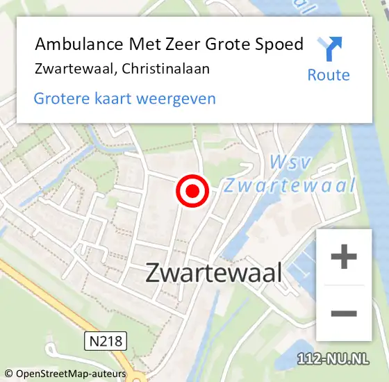 Locatie op kaart van de 112 melding: Ambulance Met Zeer Grote Spoed Naar Zwartewaal, Christinalaan op 26 februari 2024 19:29