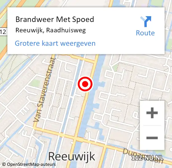 Locatie op kaart van de 112 melding: Brandweer Met Spoed Naar Reeuwijk, Raadhuisweg op 26 februari 2024 19:31