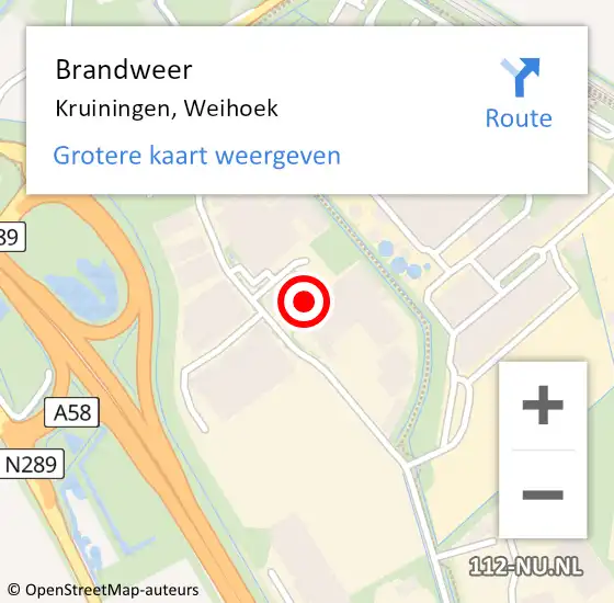 Locatie op kaart van de 112 melding: Brandweer Kruiningen, Weihoek op 26 februari 2024 19:34