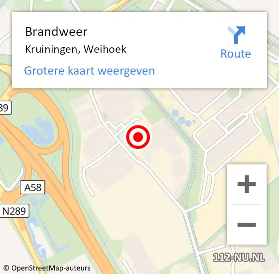 Locatie op kaart van de 112 melding: Brandweer Kruiningen, Weihoek op 26 februari 2024 19:35