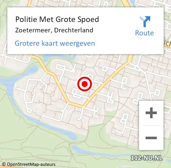 Locatie op kaart van de 112 melding: Politie Met Grote Spoed Naar Zoetermeer, Drechterland op 26 februari 2024 19:40