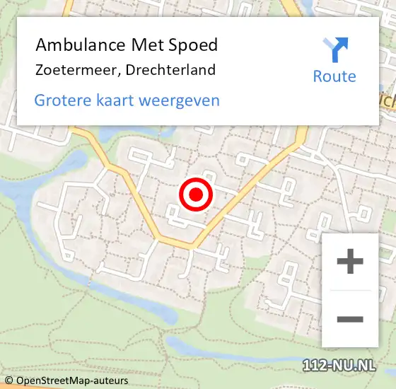 Locatie op kaart van de 112 melding: Ambulance Met Spoed Naar Zoetermeer, Drechterland op 26 februari 2024 19:41