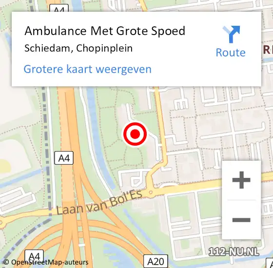 Locatie op kaart van de 112 melding: Ambulance Met Grote Spoed Naar Schiedam, Chopinplein op 26 februari 2024 19:48