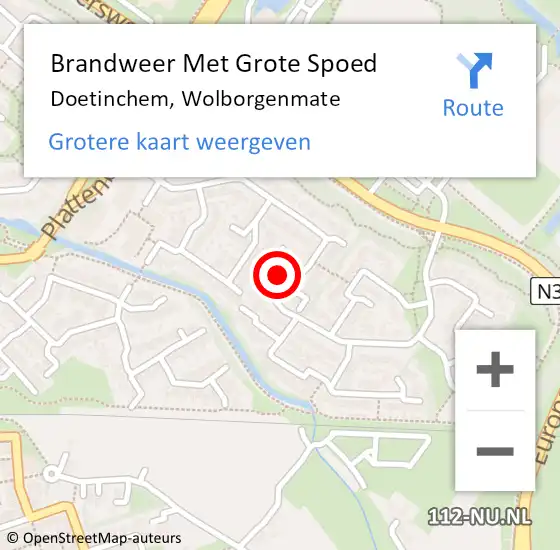 Locatie op kaart van de 112 melding: Brandweer Met Grote Spoed Naar Doetinchem, Wolborgenmate op 26 februari 2024 20:36