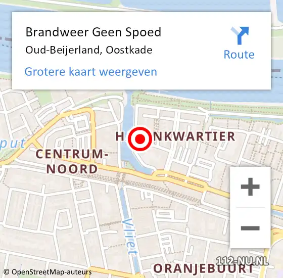 Locatie op kaart van de 112 melding: Brandweer Geen Spoed Naar Oud-Beijerland, Oostkade op 26 februari 2024 20:57