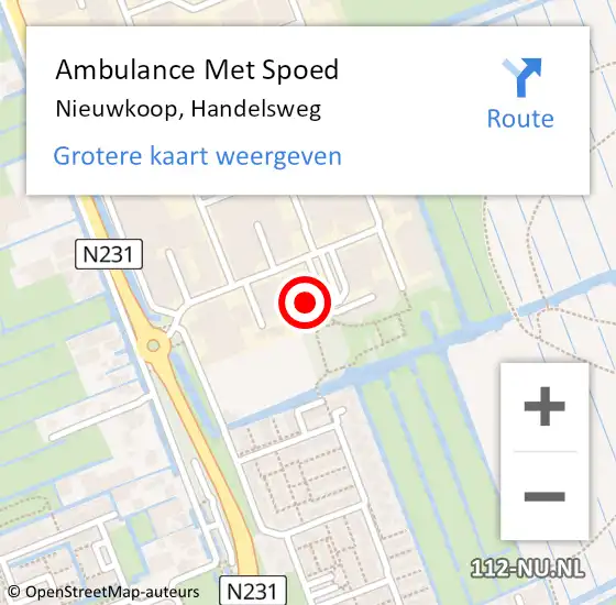 Locatie op kaart van de 112 melding: Ambulance Met Spoed Naar Nieuwkoop, Handelsweg op 26 februari 2024 21:20