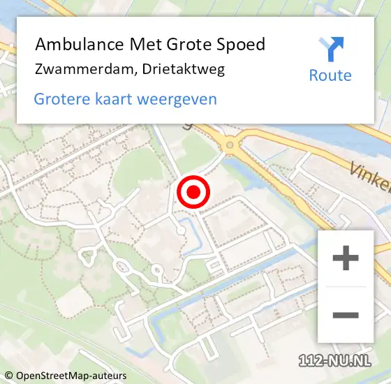 Locatie op kaart van de 112 melding: Ambulance Met Grote Spoed Naar Zwammerdam, Drietaktweg op 26 februari 2024 21:30