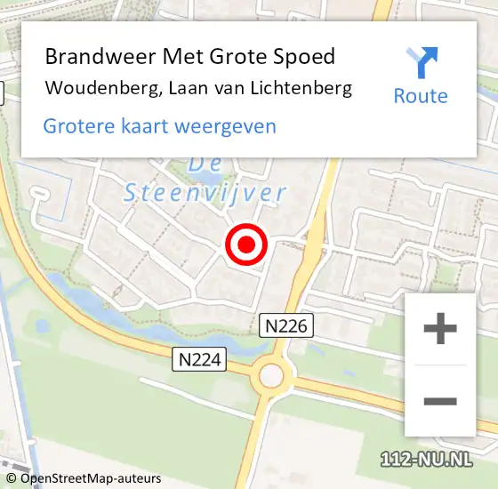 Locatie op kaart van de 112 melding: Brandweer Met Grote Spoed Naar Woudenberg, Laan van Lichtenberg op 26 februari 2024 21:51
