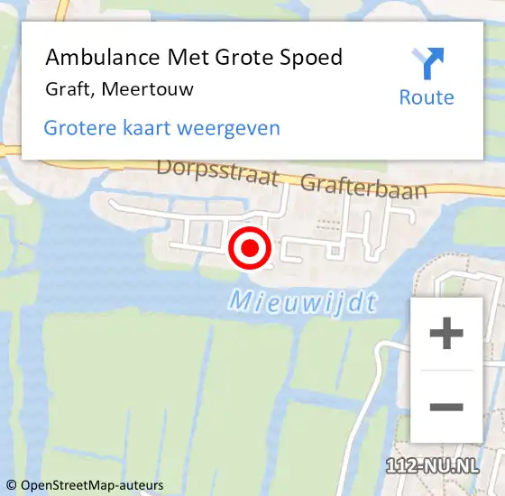 Locatie op kaart van de 112 melding: Ambulance Met Grote Spoed Naar Graft, Meertouw op 26 februari 2024 22:02